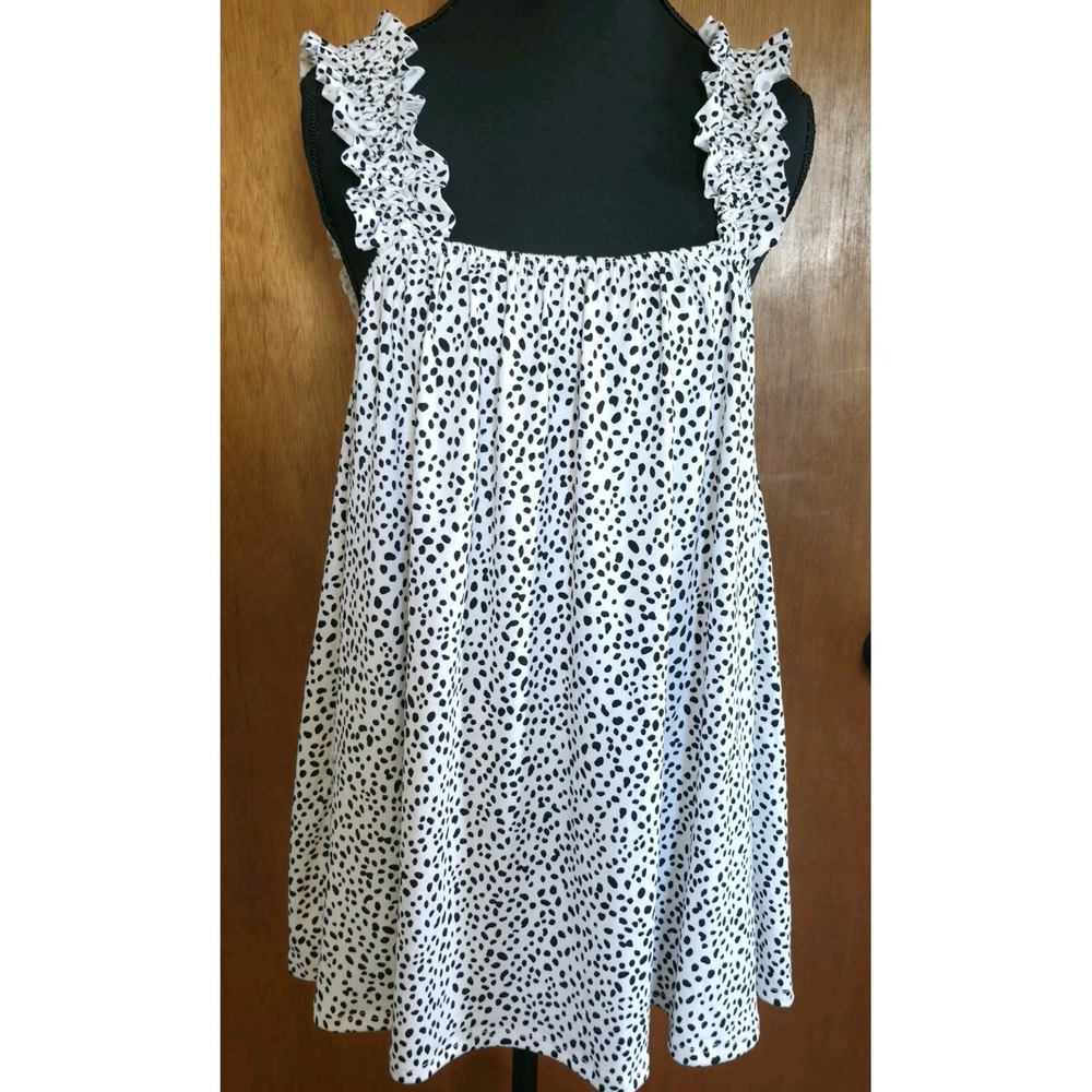 Haptics by Holly Harper Dalmatian Spot Print Shirt Womens Plus Size 2X Ruffle